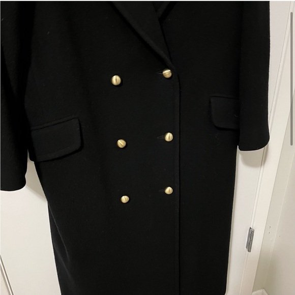 Vintage Union Made JH Collectibles Wool Long Trench Coat Black sz Medium / Large - Picture 3 of 14